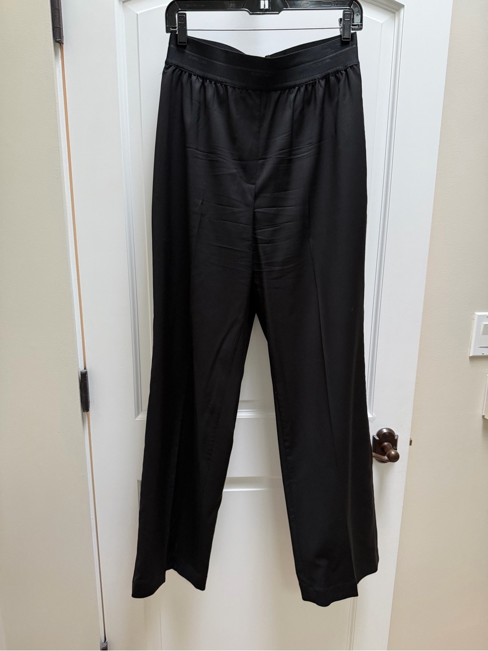 Helmut Lang Black Virgin Wool Wide Leg Trousers Pants Size 8